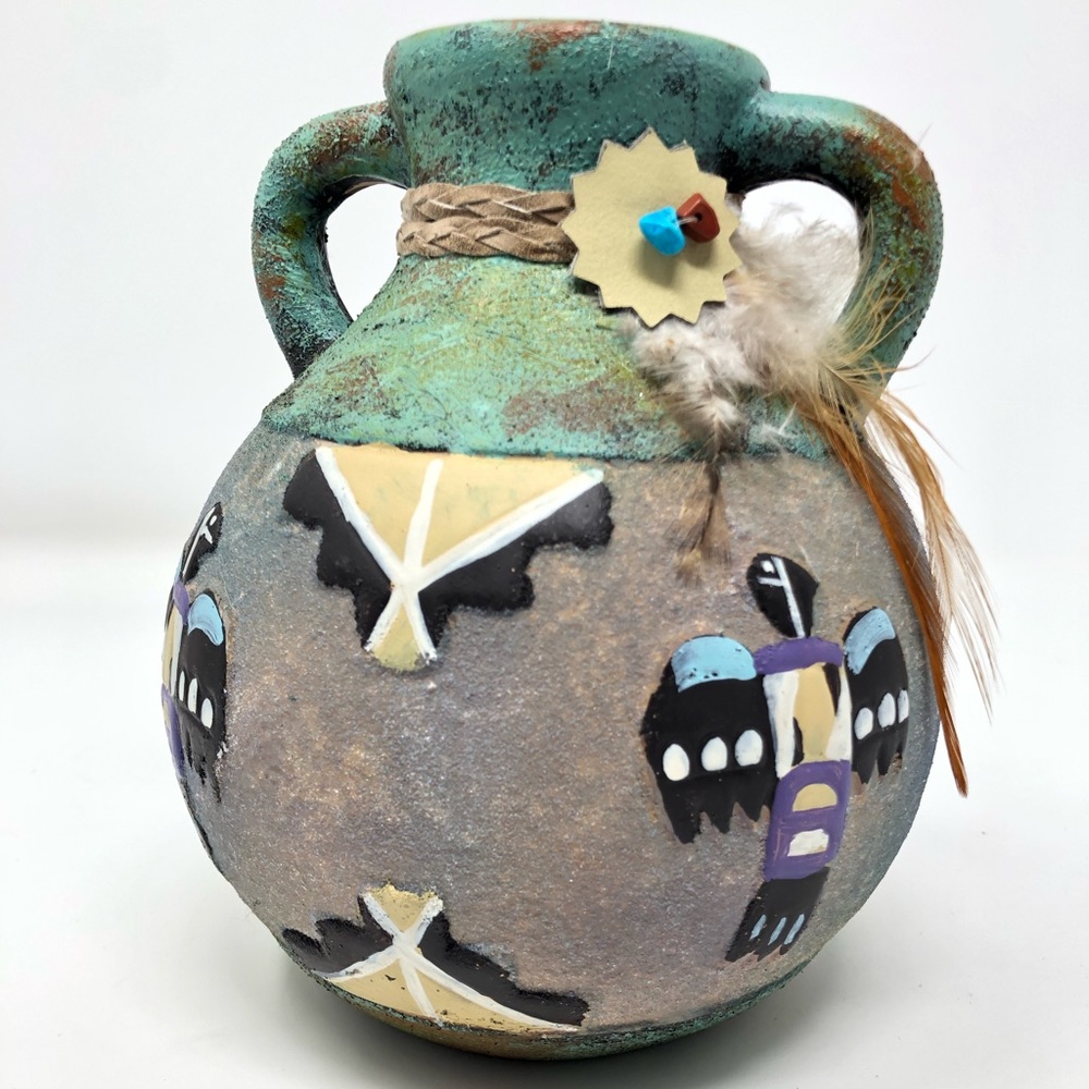 Boho Aztec Pottery Decoration Vase/ Jug